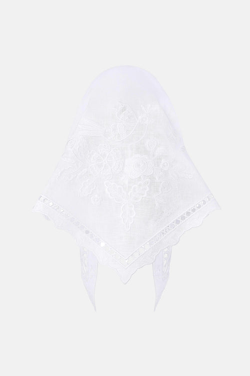 White lace handkerchief on a white background
