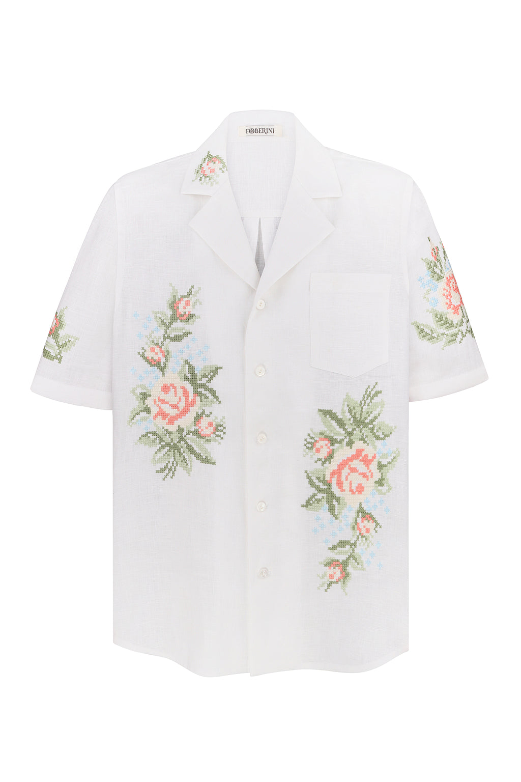 Enej Linen Floral Embroidered Shirt