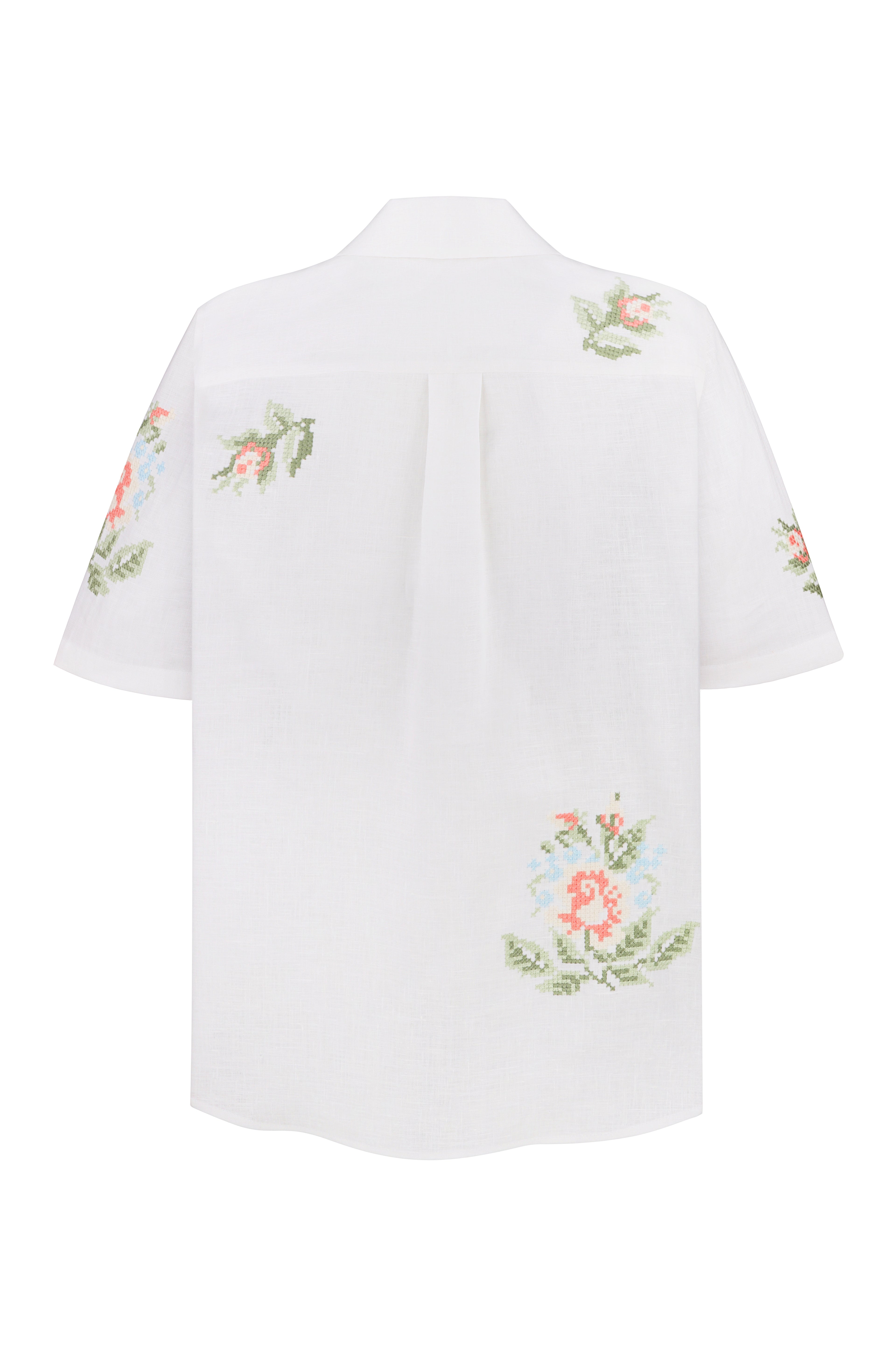 Enej Linen Floral Embroidered Shirt