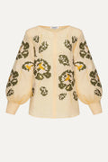 Foberini, Ukrainian vyshyvanka embroidered blouse, yvoire, linen, hand-embroidered