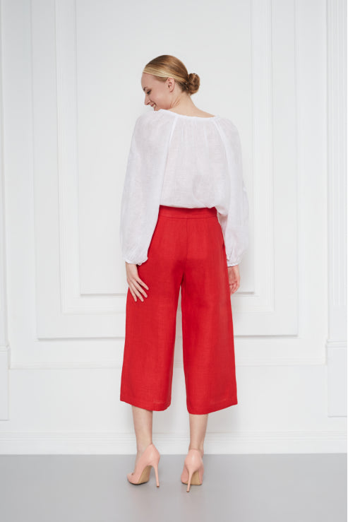 Eden white tonal-embroidered linen blouse - back view