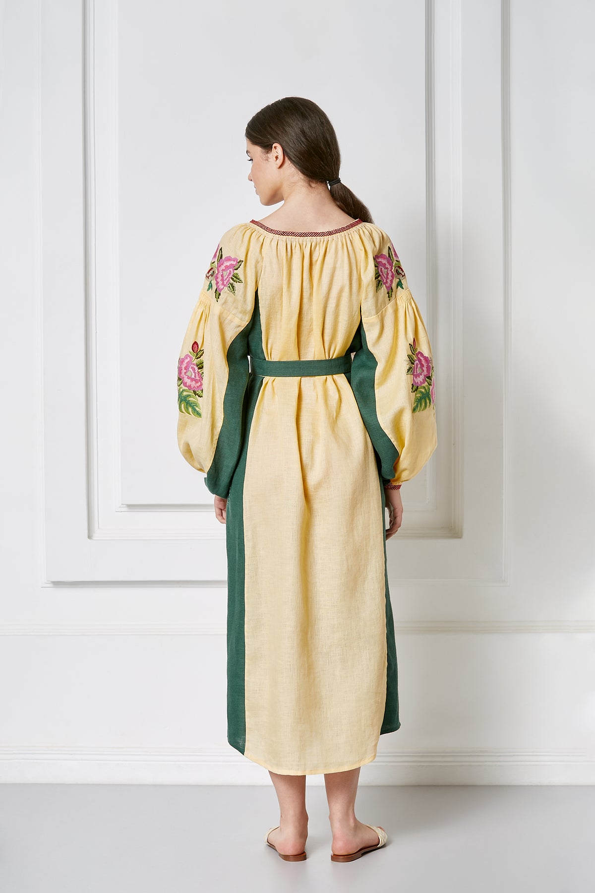Flora caftan dress with rose embroidery and tassels, Foberini
