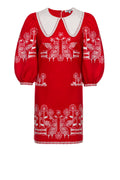 Foberini, Embroidered dress, white, linen, floral motif, hand-embroidered