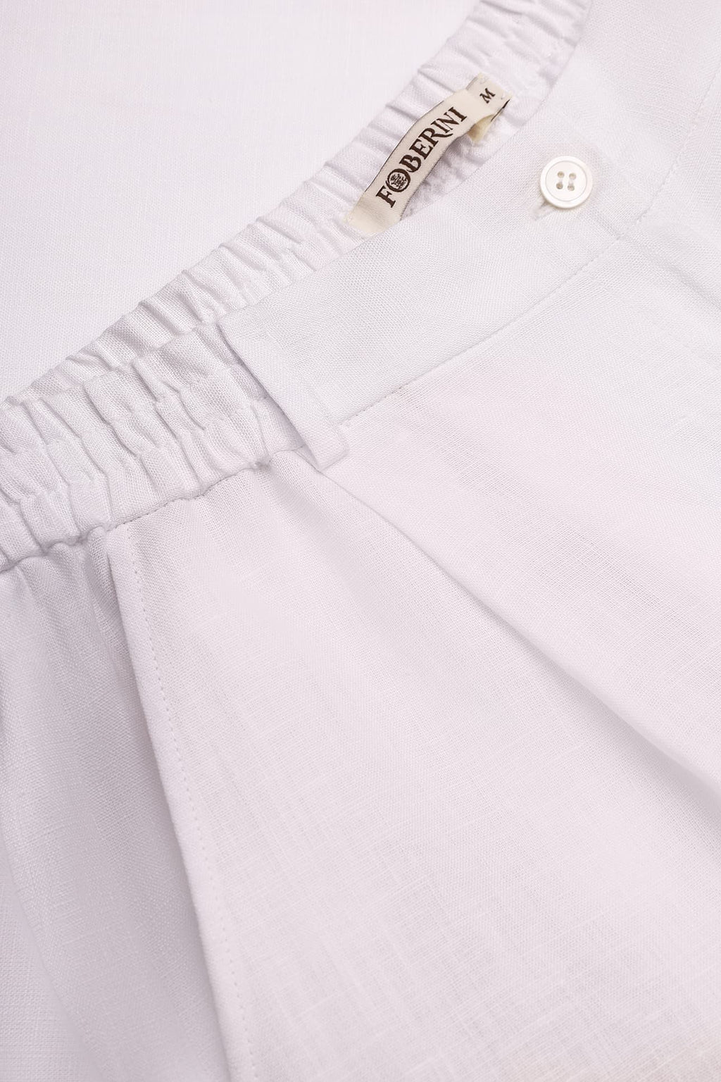 Foberini white palazzo linen trousers - side pocket and belt loop detail
