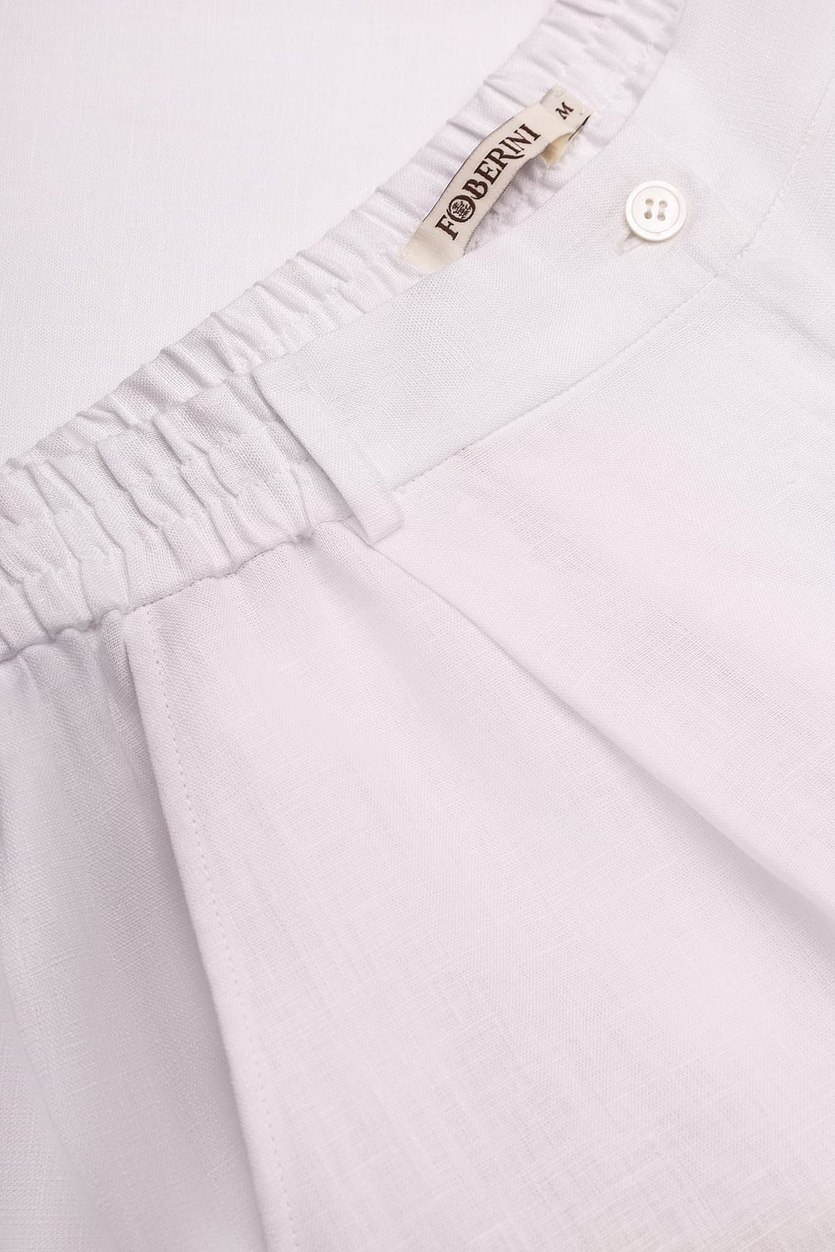 Foberini white palazzo linen trousers - side pocket and belt loop detail