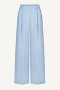 Foberini blue palazzo linen trousers with wide-leg cut