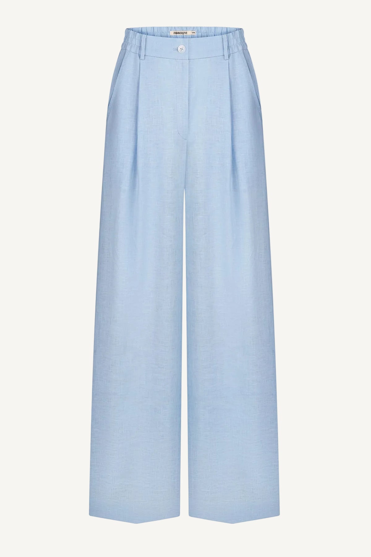 Foberini blue palazzo linen trousers with wide-leg cut