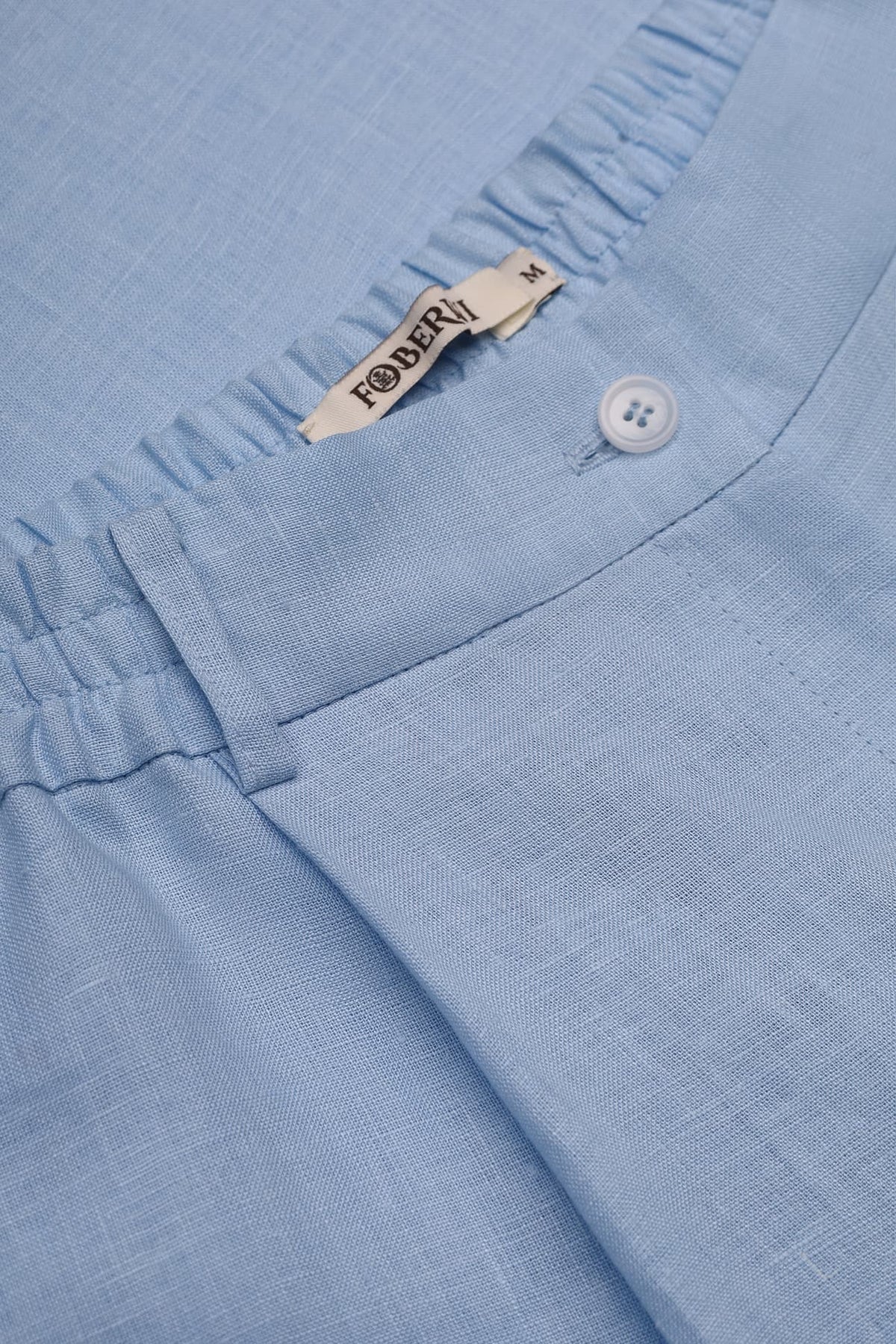 Foberini blue palazzo linen trousers - high-rise pleated waist detail