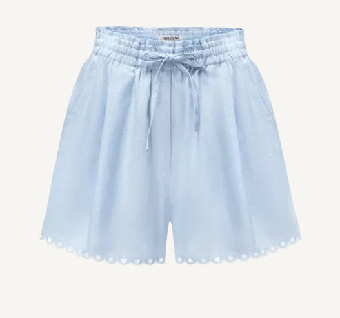 Foberini, Linen shorts, blue, linen, floral motif, handmade (2)