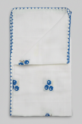 Cherry Blue Hand-Embroidered Tablecloth – One-of-a-Kind