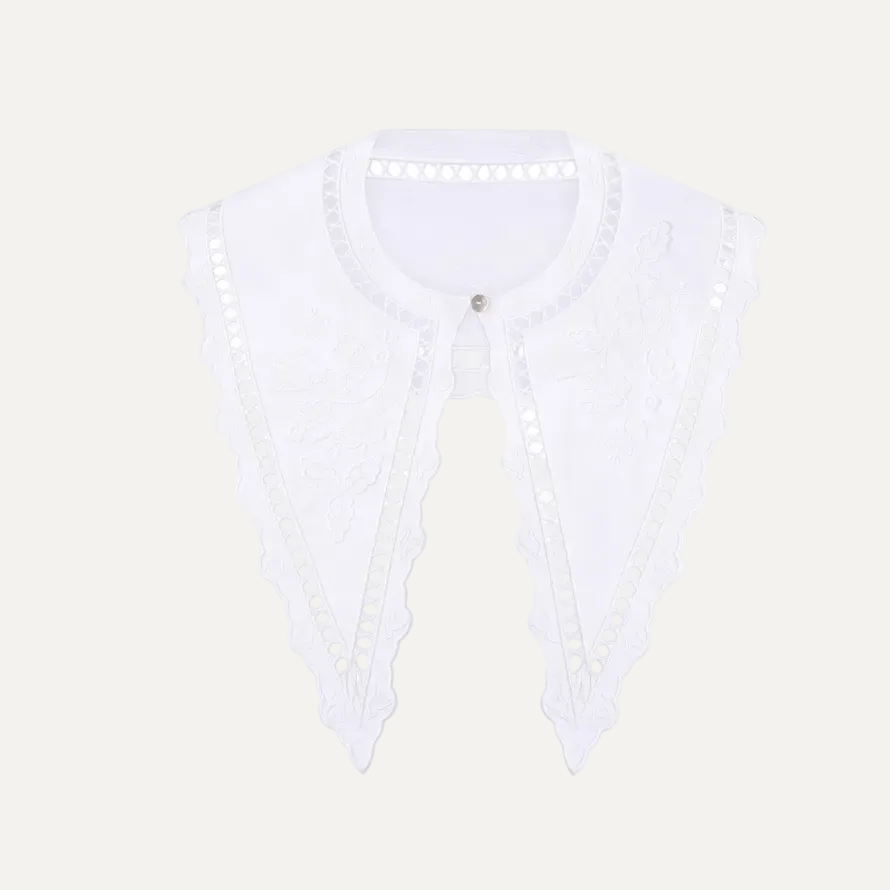 White Embroidered Collar BLOUSE ROUMAINE SHOP FOBERINI