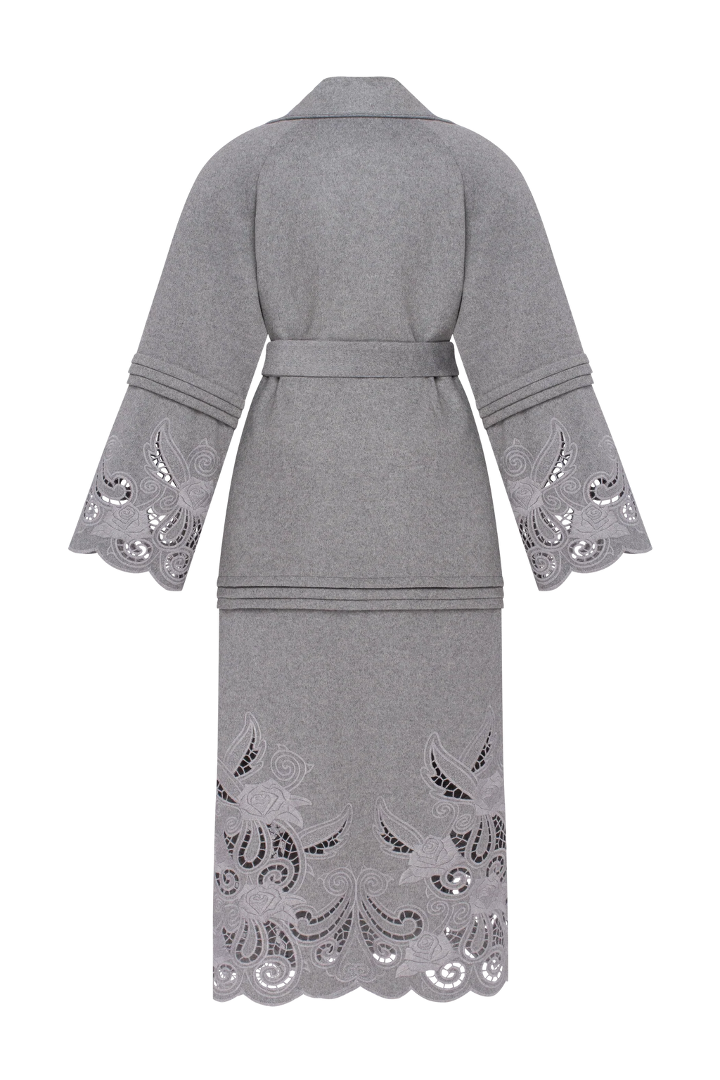 Wool & Cashmere Eyelet Coat "Rose Eclipse Grey"