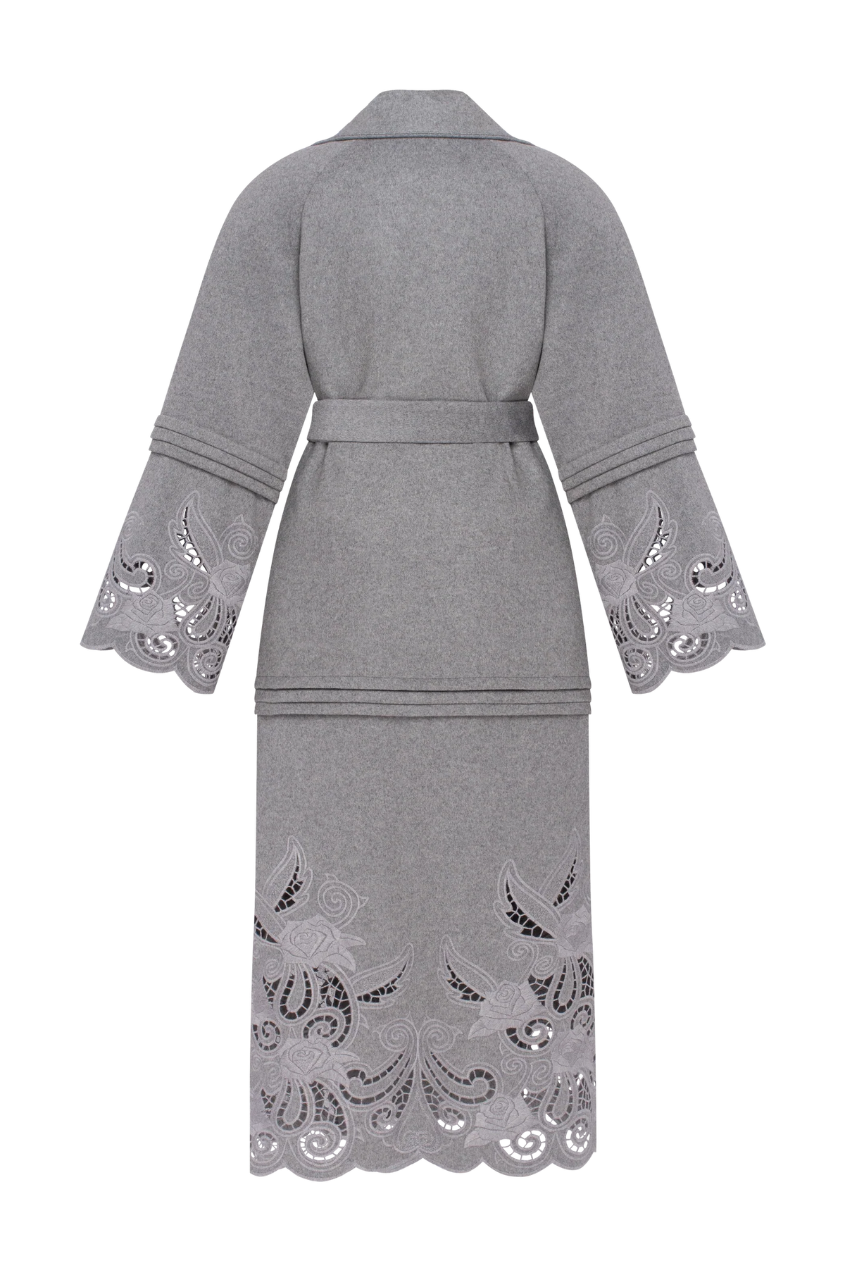 Wool & Cashmere Eyelet Coat "Rose Eclipse Grey"