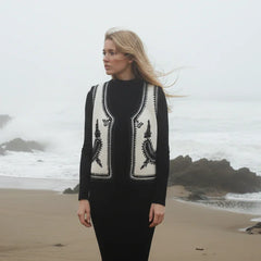 Embroidered wool coat, white, linen, hand-embroidered