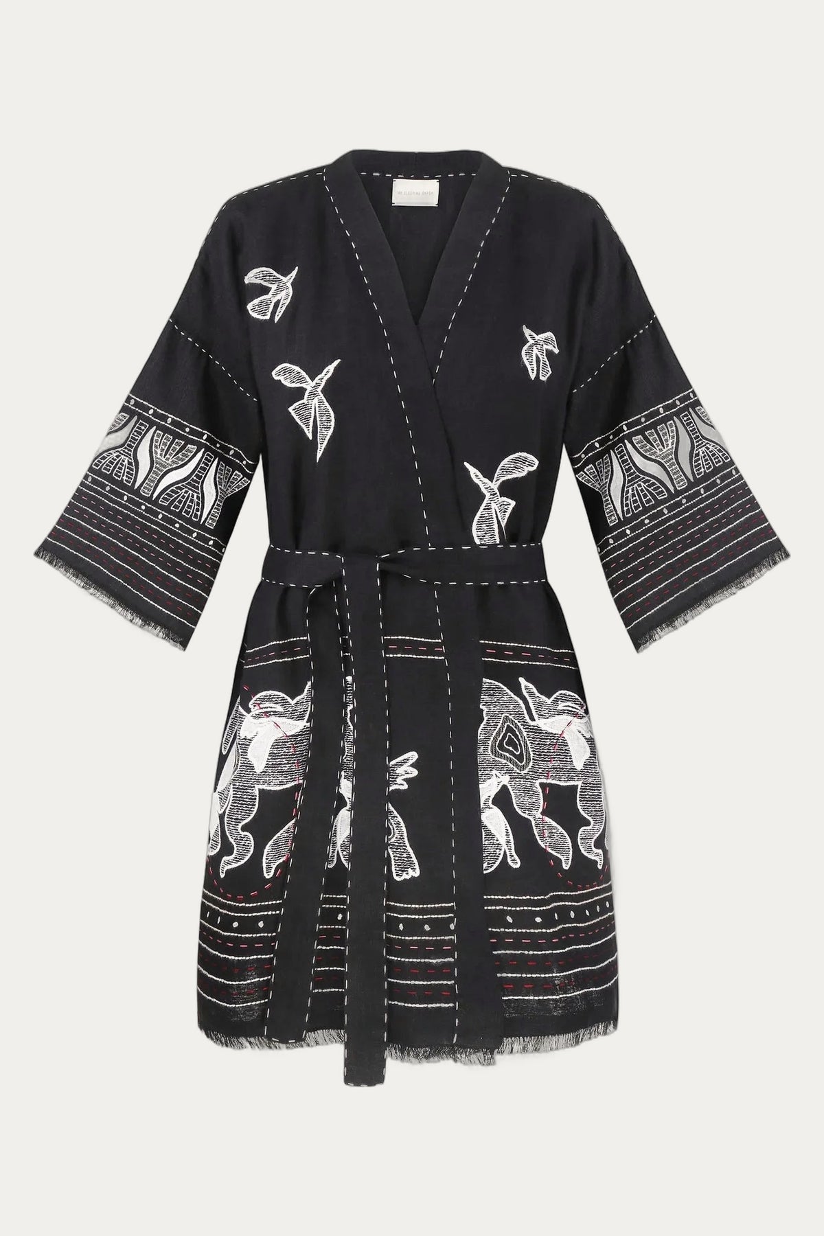 Animal realm short Kimono in Black by My Sleeping Gypsy