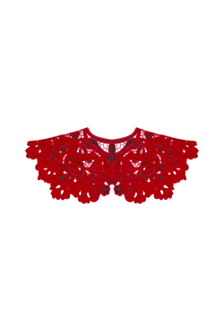 ANNABO Hand-embroidered Richelieu cutwork detachable collar in red BLOUSE ROUMAINE SHOP