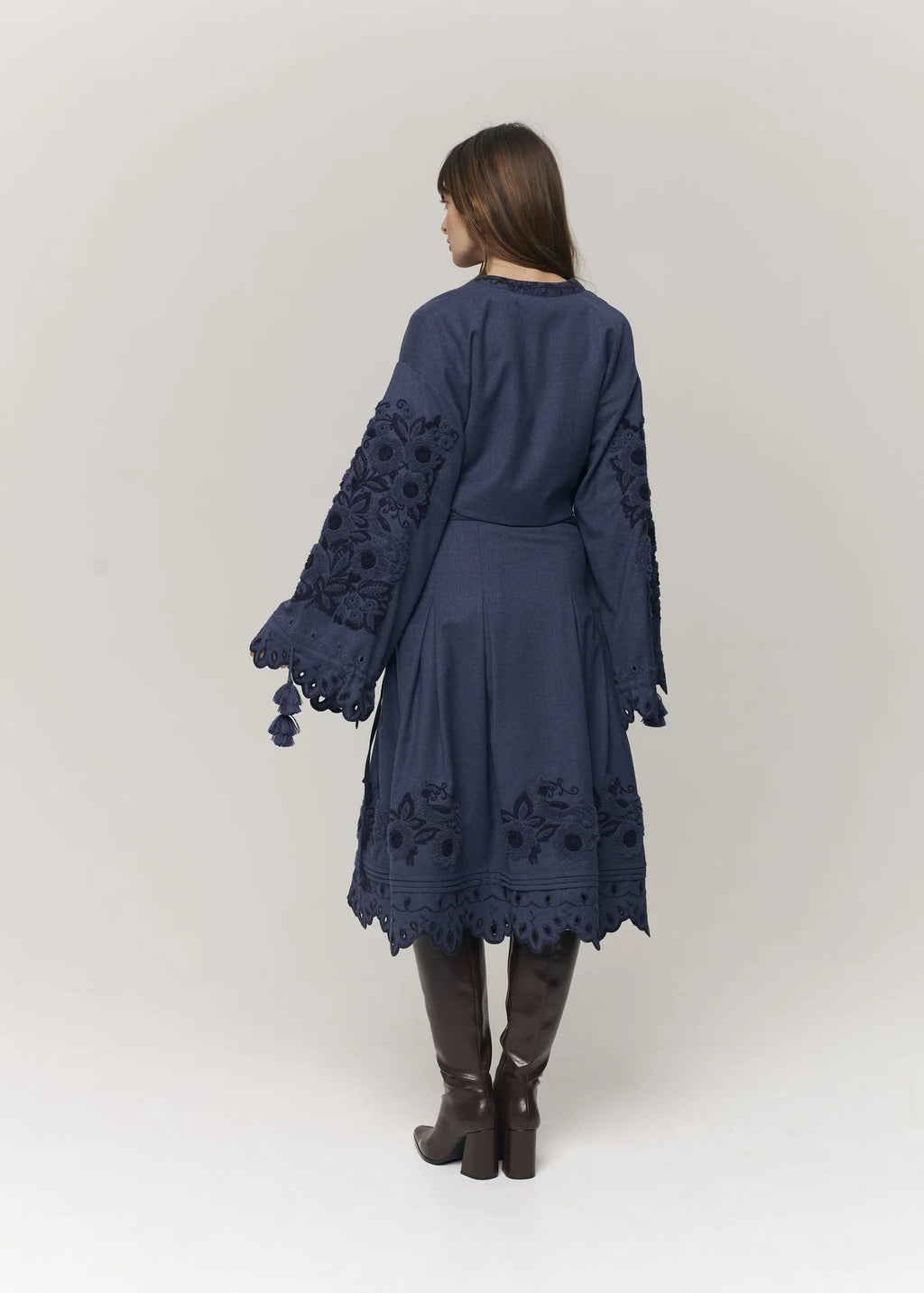 Eylet Embroidered Wool Skirt Midnight Mirage