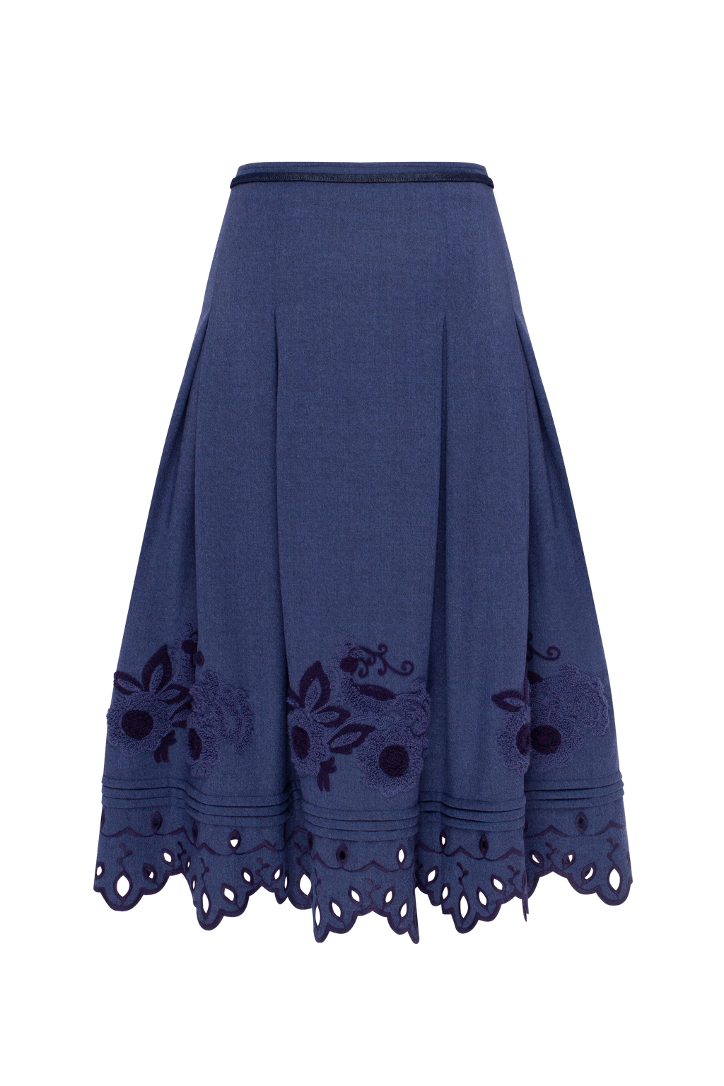 Eylet Embroidered Wool Skirt Midnight Mirage
