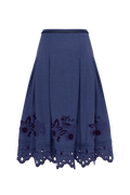 Eylet Embroidered Wool Skirt Midnight Mirage