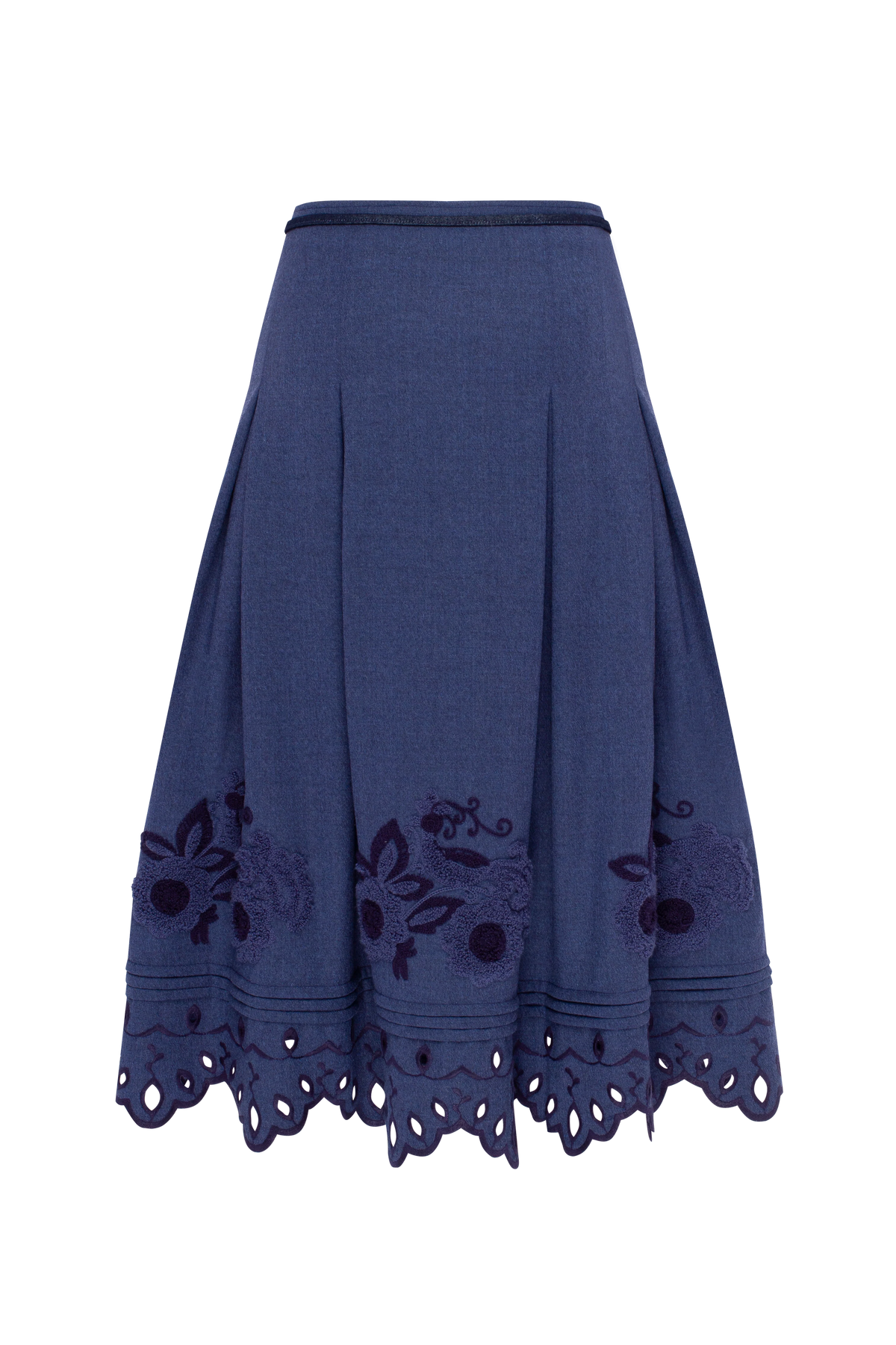 Eylet Embroidered Wool Skirt Midnight Mirage