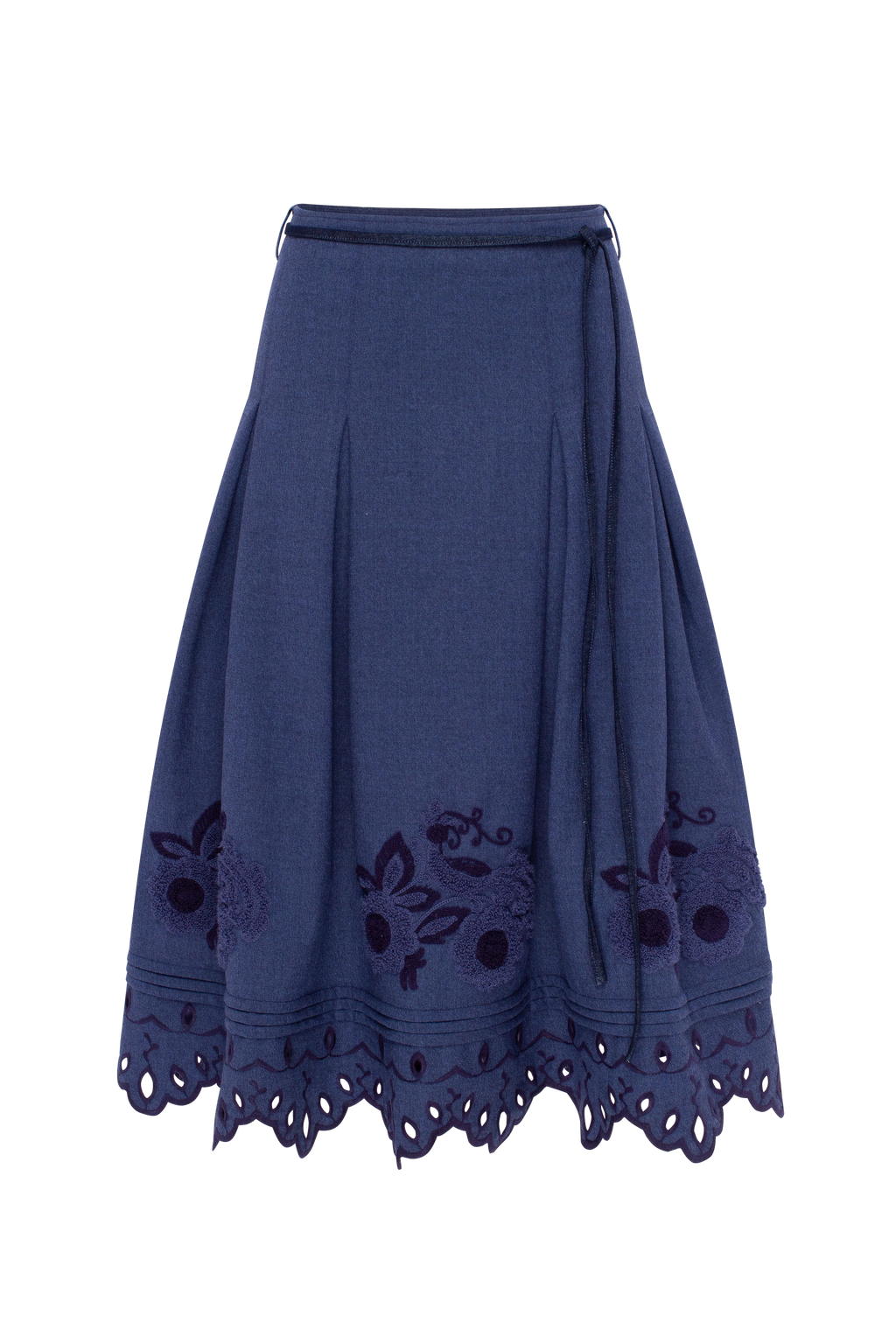 Eylet Embroidered Wool Skirt Midnight Mirage
