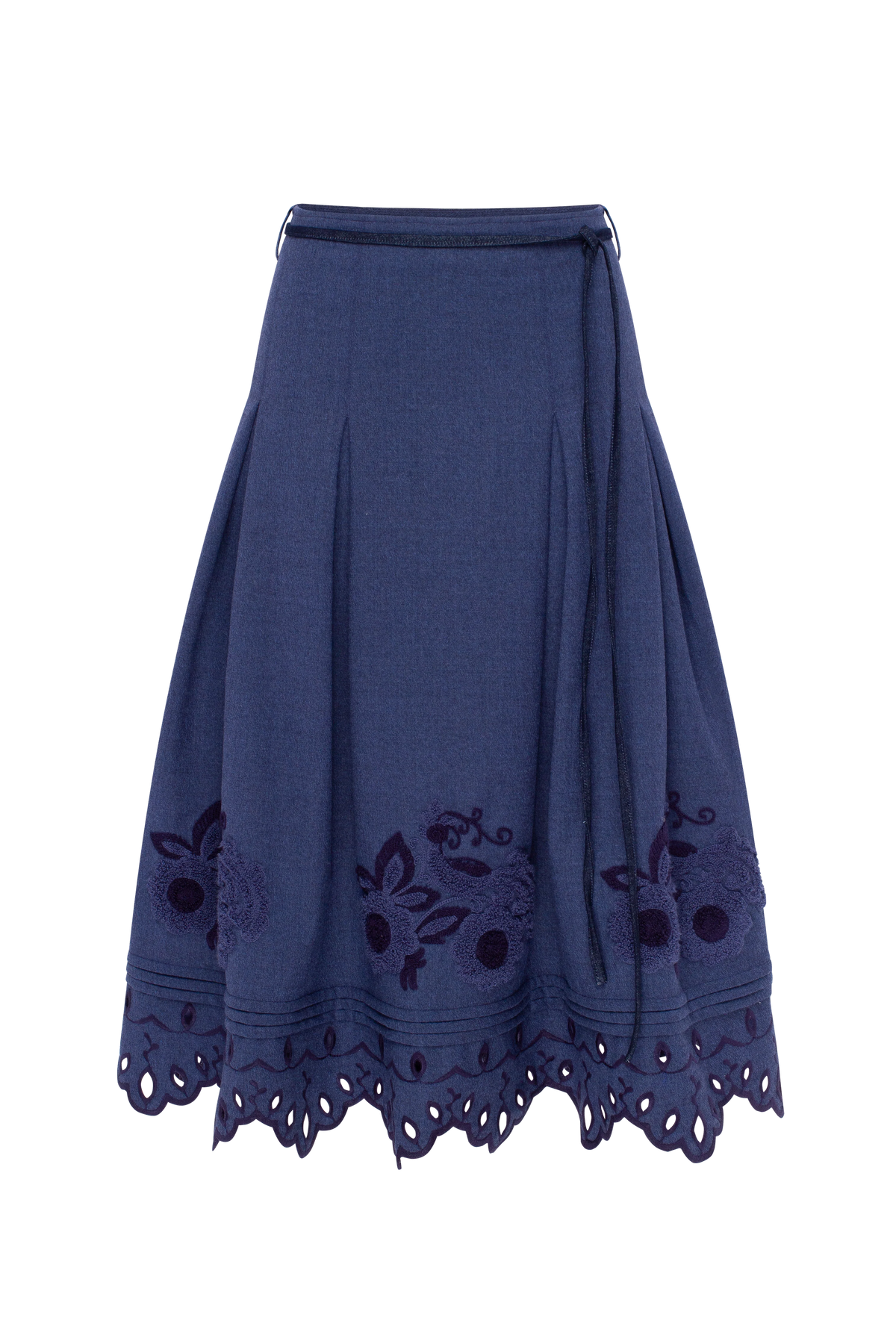 Eylet Embroidered Wool Skirt Midnight Mirage