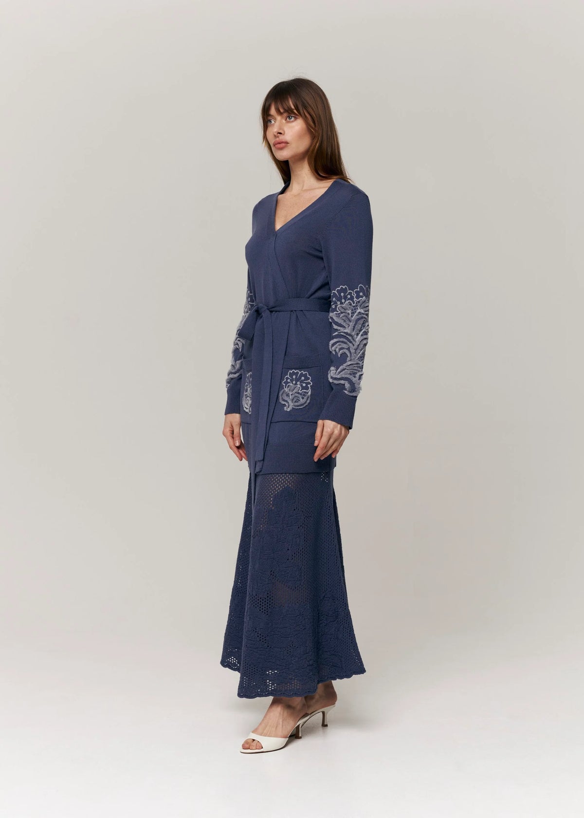 Merino Wool Knitted Maxi Skirt Midnight Rose