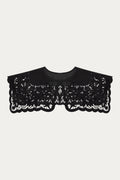 Barvy Richelieu Embroidered Cutwork Collar — Black Linen by ANNABO
