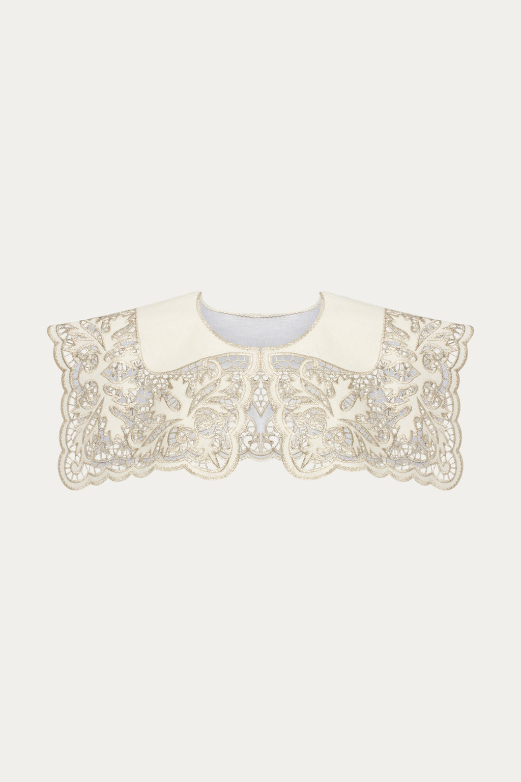 Barvy Richelieu Embroidered Cutwork Collar — Ivory Linen by ANNABO