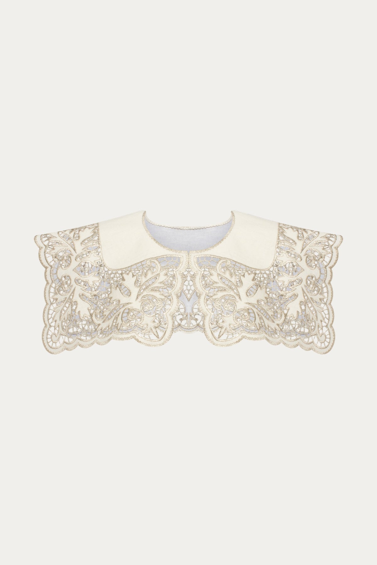 Barvy Richelieu Embroidered Cutwork Collar — Ivory Linen by ANNABO