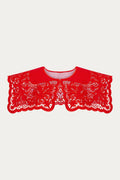 Barvy Richelieu Embroidered Cutwork Collar — Red Linen by ANNABO