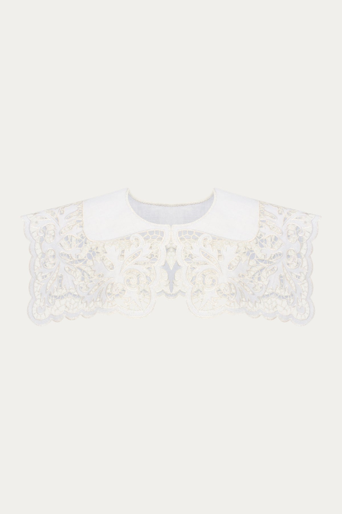 Barvy Richelieu Embroidered Cutwork Collar — White Linen by ANNABO