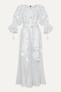 Foberini, Embroidered dress, white, floral motif, hand-embroidered