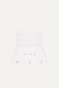 White lace babydoll top on a white background
