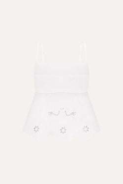 White lace babydoll top on a white background