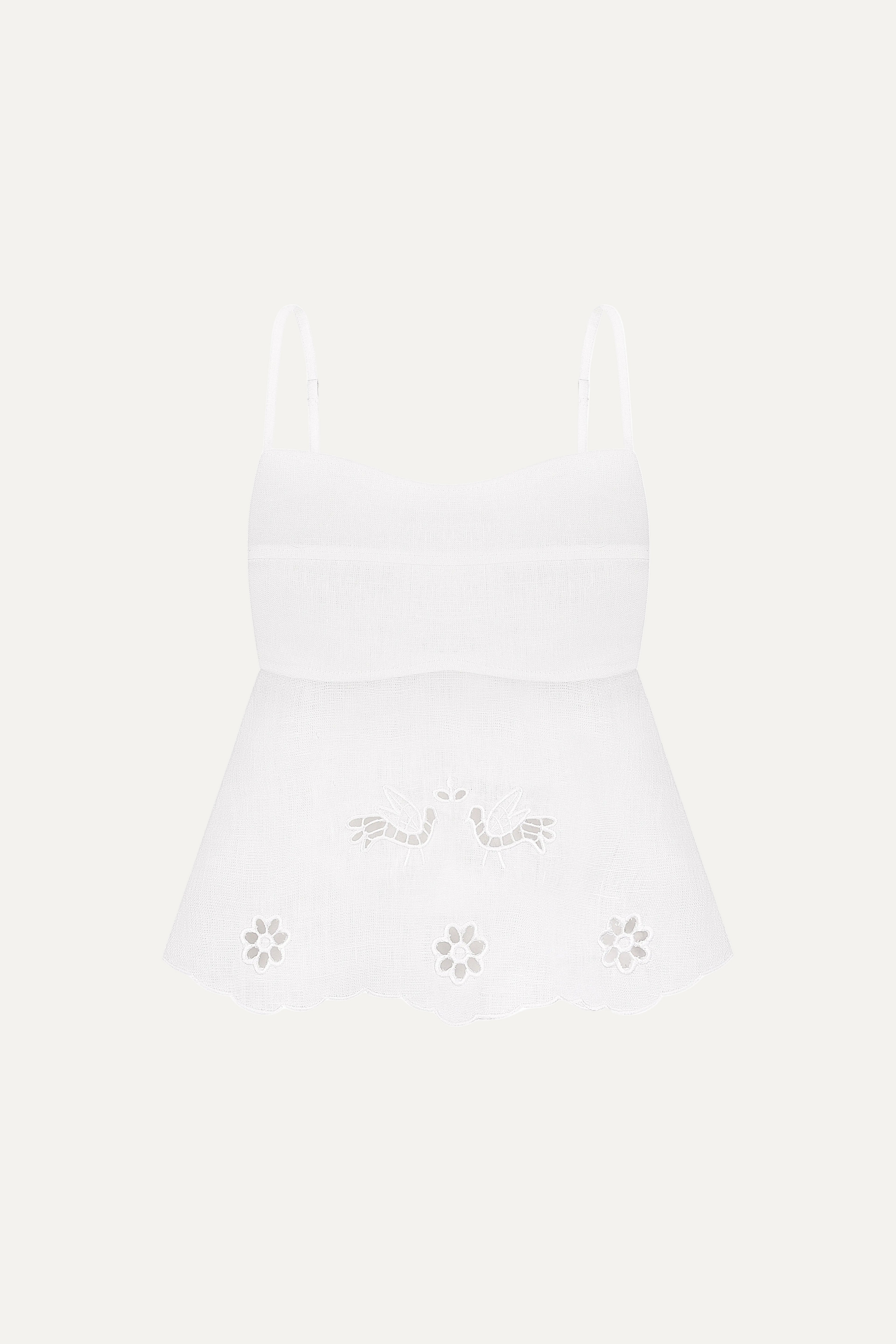 White lace babydoll top on a white background