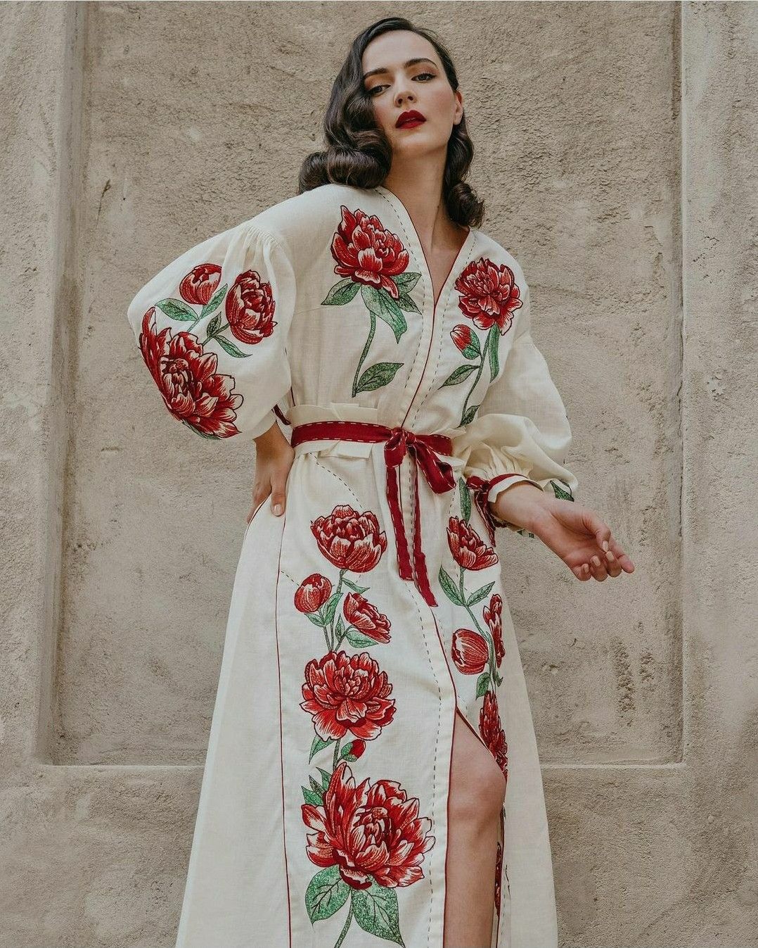 Model wearing The Peony Dress in ivory by My Sleeping Gypsy