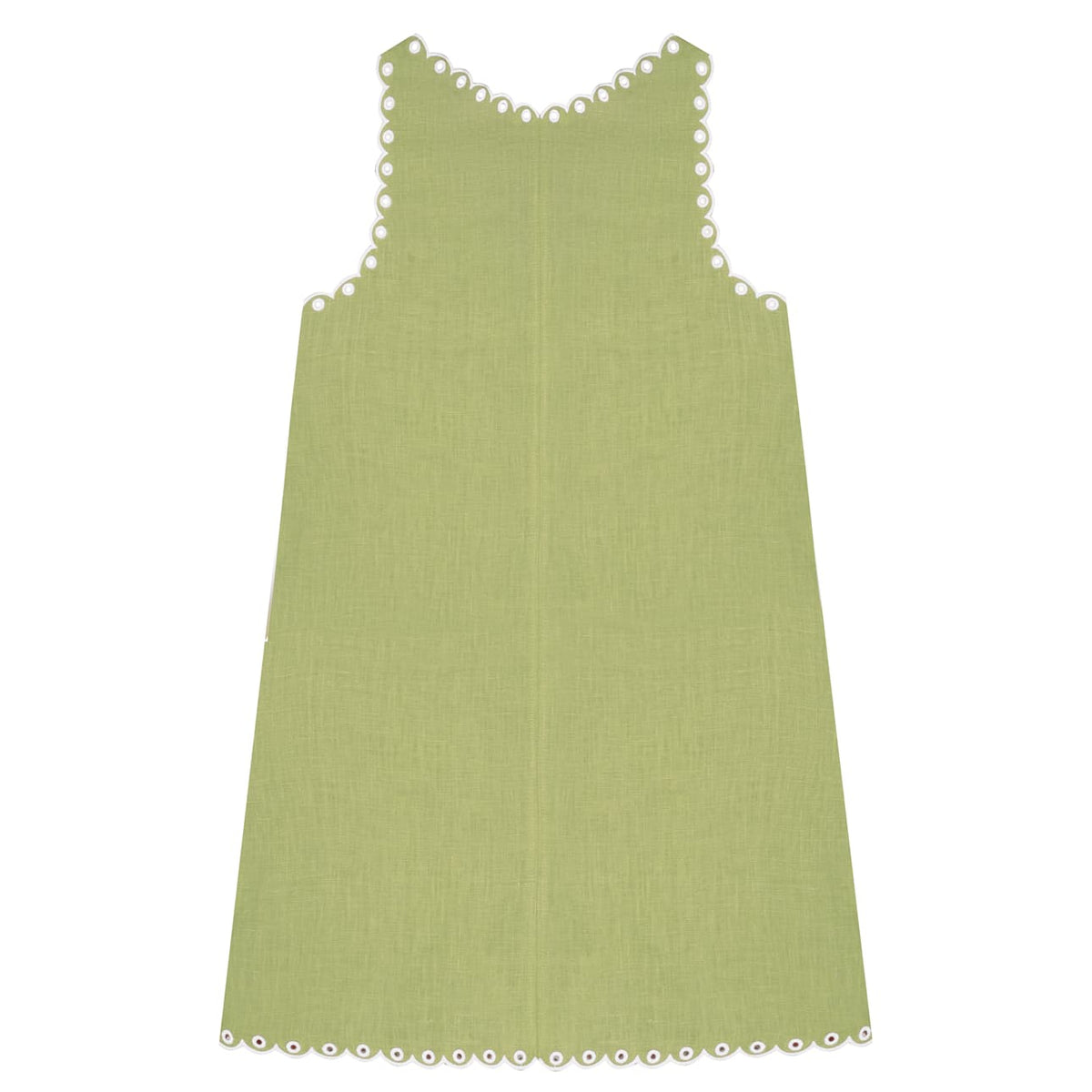 Foberini, Embroidered dress, green, linen, hand-embroidered – embroidery detail