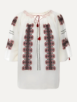 Authentic handmade Romanian blouse, black, hand-embroidered