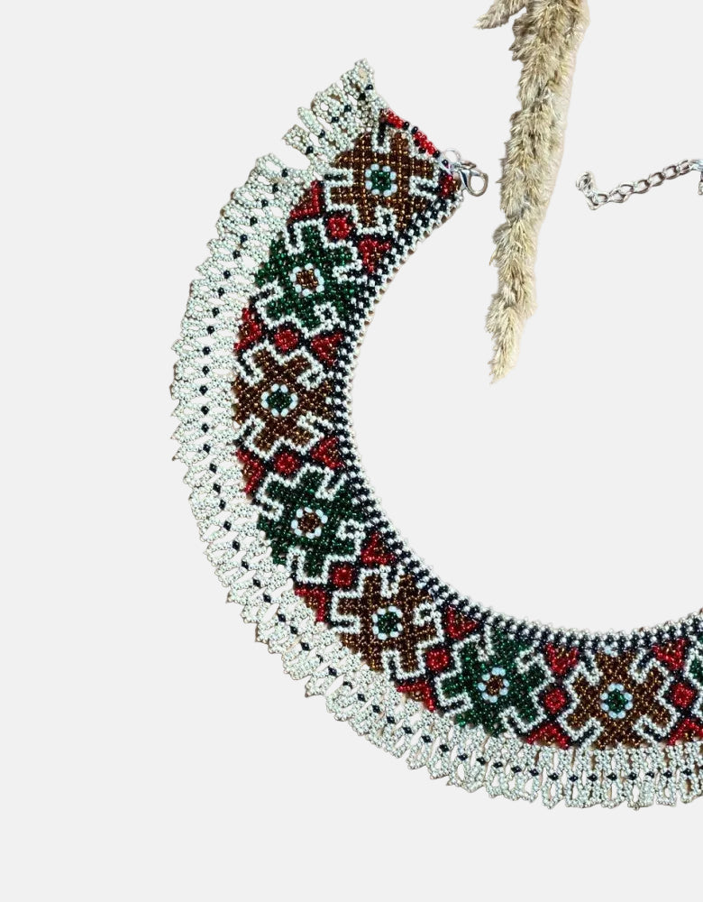 Beaded necklace with geometric pattern Ukranian folk