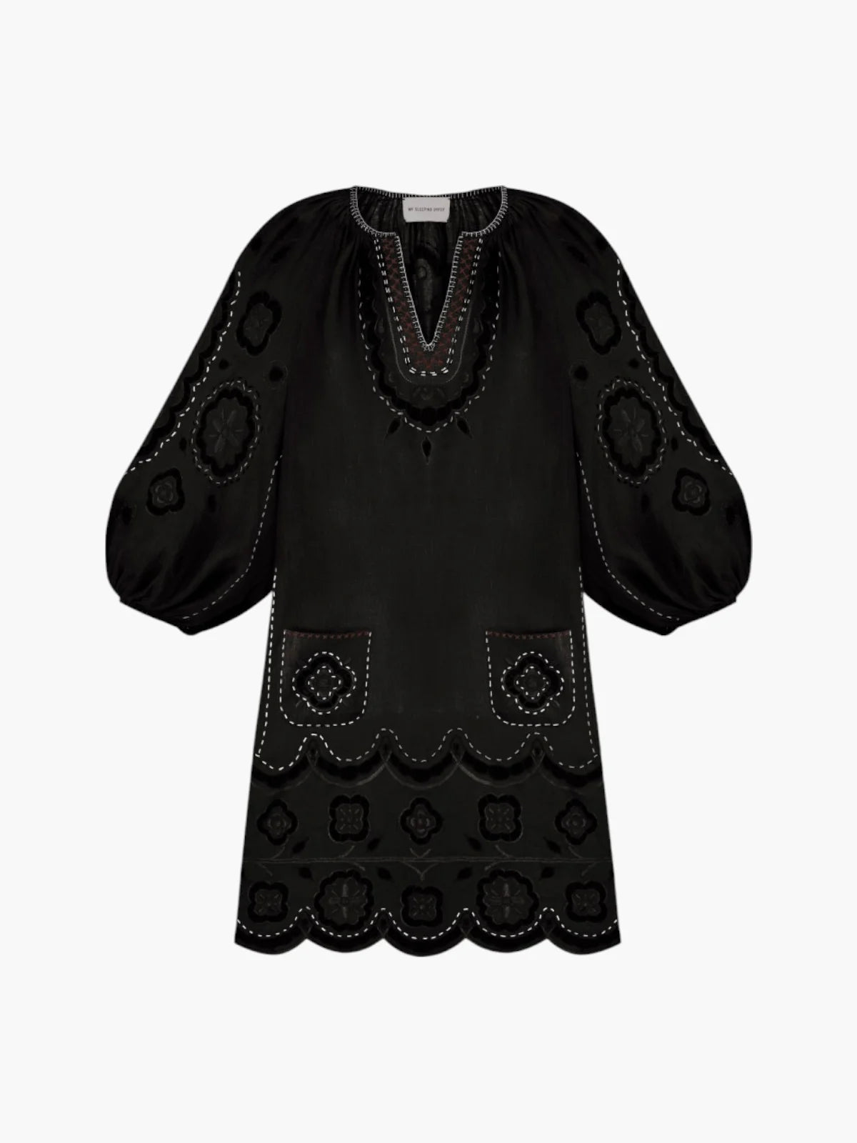 Merezhivo short dress in Black 24k beads embellished