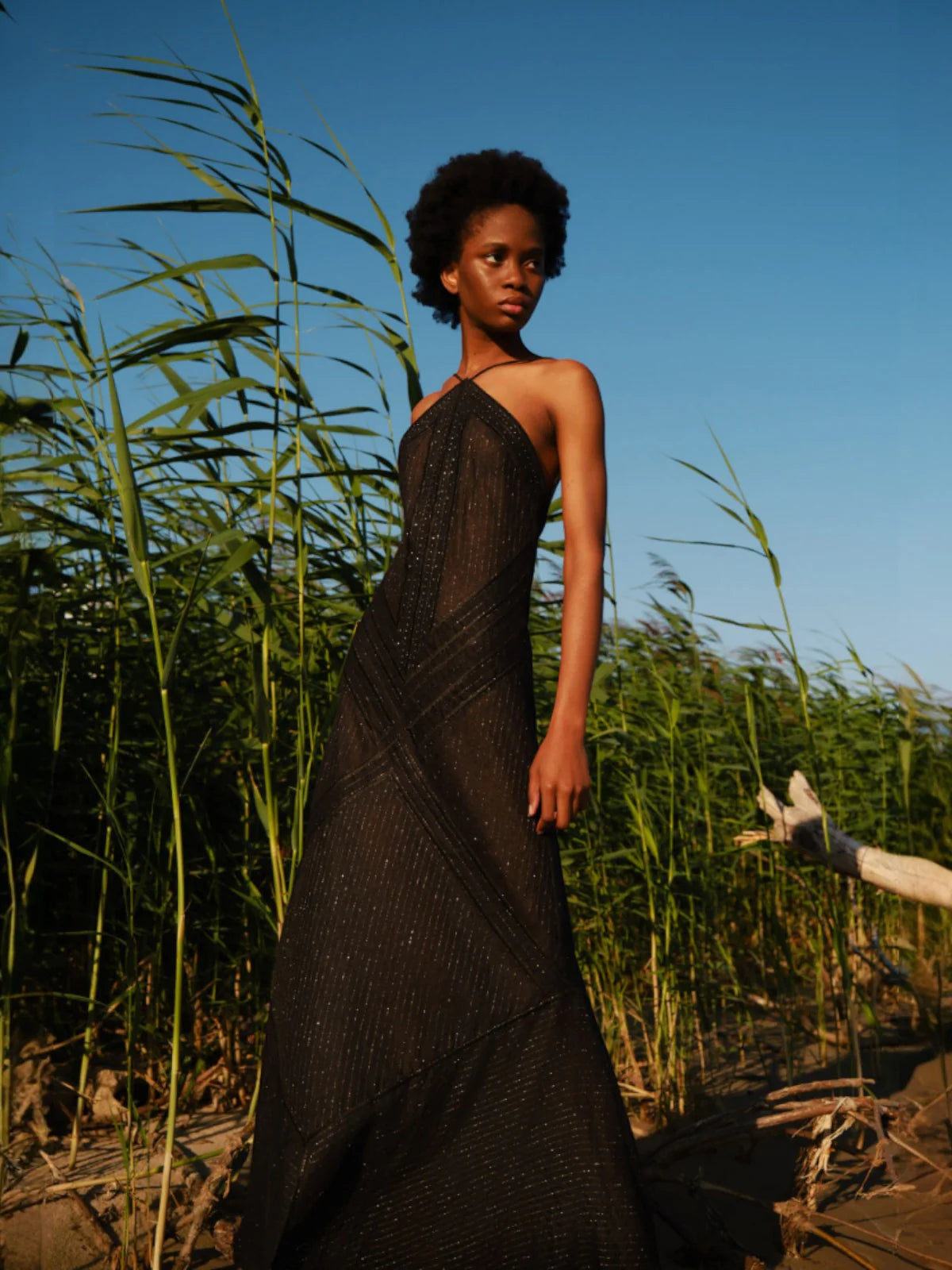 Rain Prayer Long Sarafan in Black