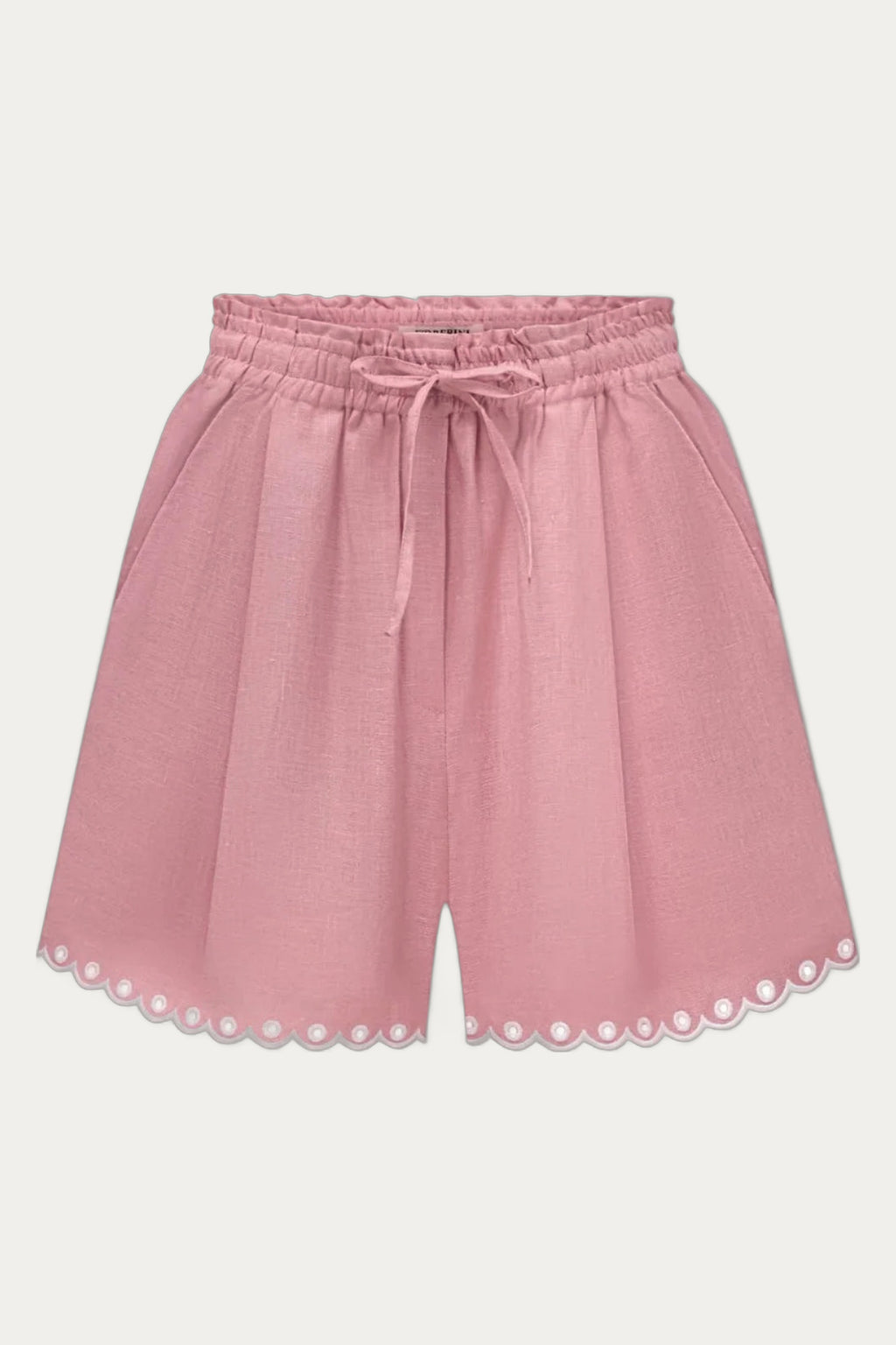 Blush pink linen shorts with scalloped edge Ruzha Foberini by Foberini