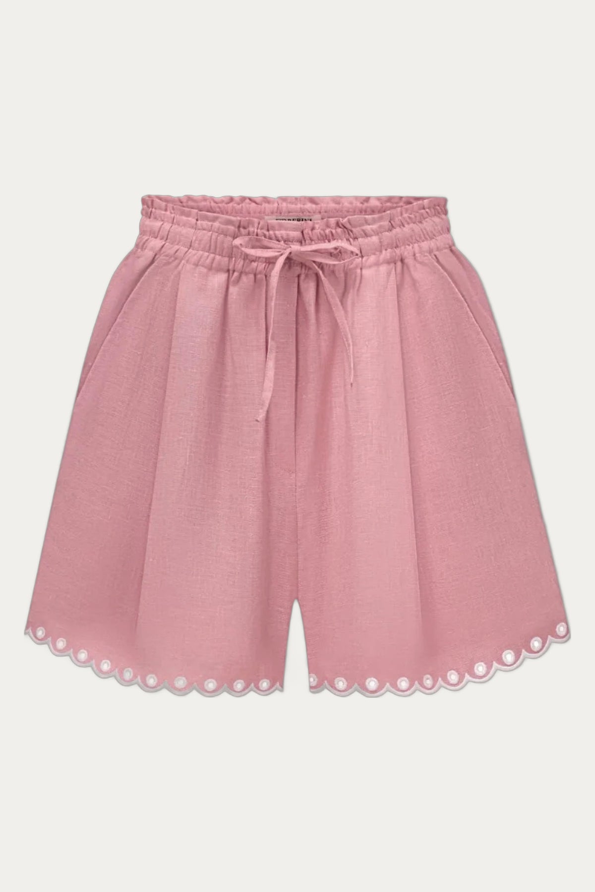 Blush pink linen shorts with scalloped edge Ruzha Foberini by Foberini