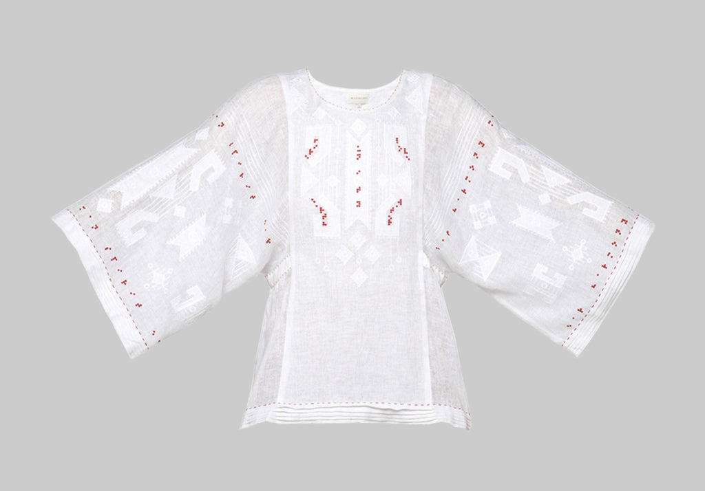 Braille  Embroidered Blouse in White