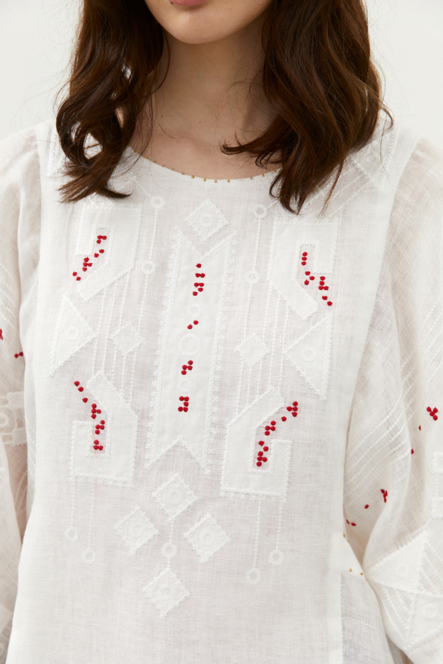 Bluză Brodată Braille Alba