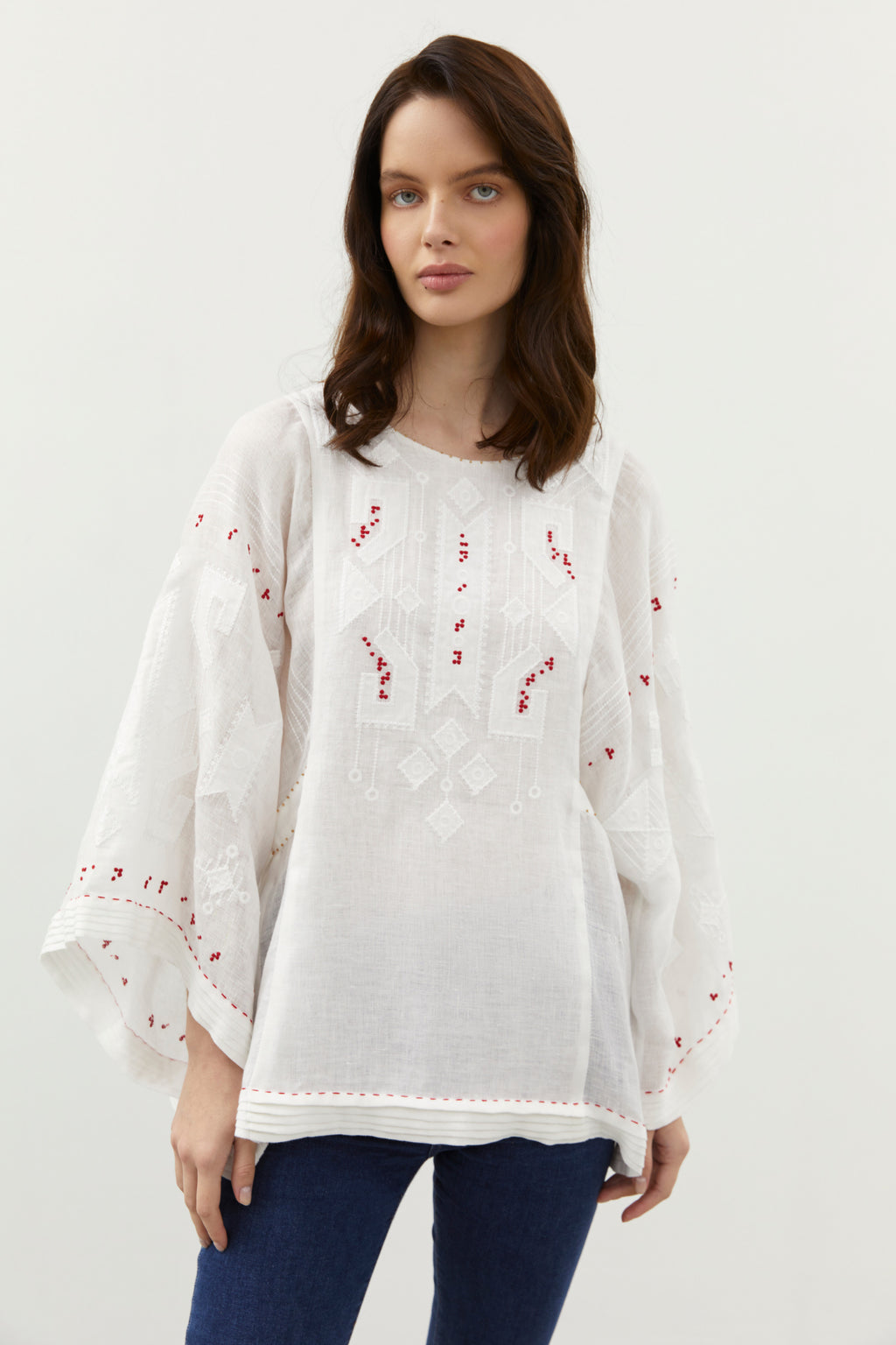 Braille  Embroidered Blouse in White