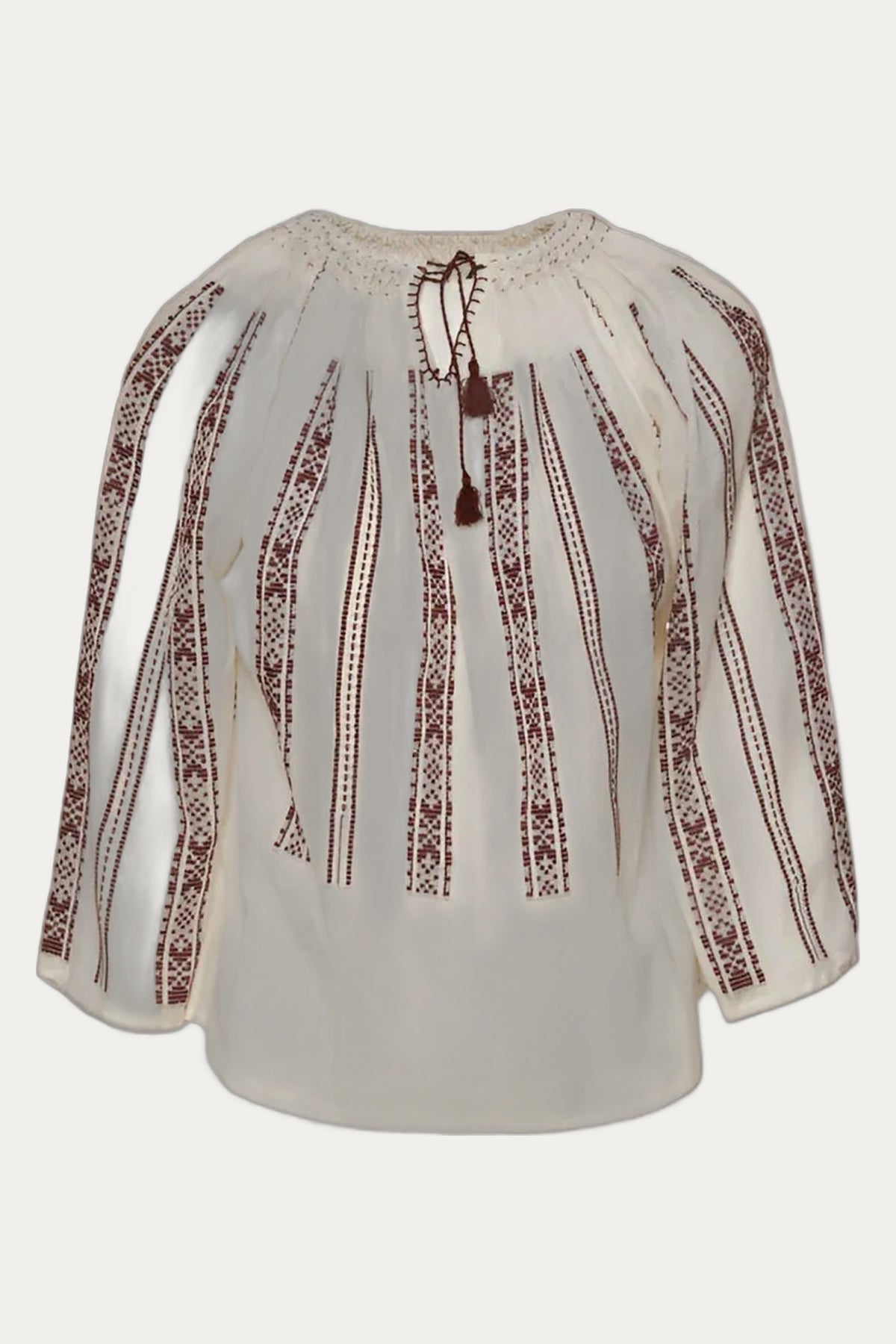 Brown Hand-Woven Romanian Blouse — Romanian Loom Heritage by Romanian Handloom Craftsmanship