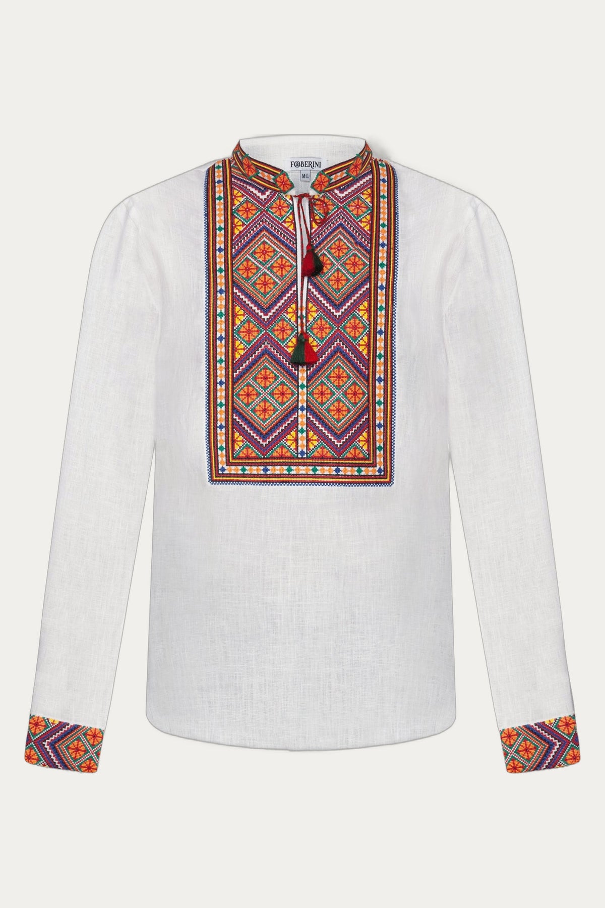Carpathian Folk Men Linen Embroidered Shirt by Foberini
