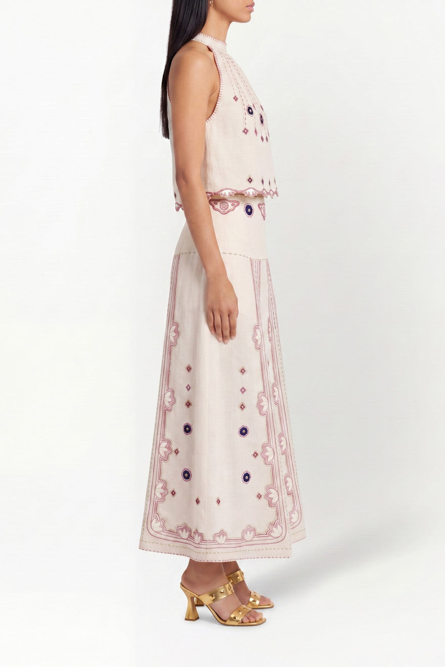 Hand-embroidered Richelieu cutwork top, detail, My Sleeping Gypsy